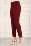 Beli Lastikli Cepli Krep Skuba Havuç Kesim Pantalon-BORDO