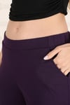 Beli Lastikli Cepli Krep Skuba Havuç Kesim Pantalon-MOR
