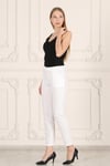 Beli Lastikli Cepli Krep Skuba Havuç Kesim Pantalon-BEYAZ