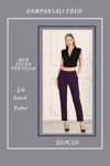 Beli Lastikli Cepli Krep Skuba Havuç Kesim Pantalon-MOR