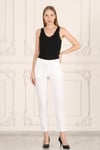 Beli Lastikli Cepli Krep Skuba Havuç Kesim Pantalon-BEYAZ