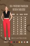 Beli Lastikli Cepli Krep Skuba Havuç Kesim Pantalon-KIRMIZI