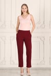 Beli Lastikli Cepli Krep Skuba Havuç Kesim Pantalon-BORDO