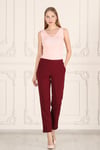 Beli Lastikli Cepli Krep Skuba Havuç Kesim Pantalon-BORDO