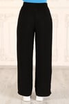 Beli lastikli Dokuma Pantalon-SİYAH