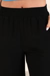 Beli lastikli Dokuma Pantalon-SİYAH