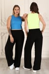 Beli lastikli Dokuma Pantalon-SİYAH
