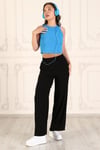 Beli lastikli Dokuma Pantalon-SİYAH