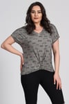 Bisiklet Baskılı Önü Düğümlü Tshirt-Açık Antrasit
