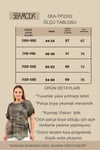 Büyük Beden Kamuflaj Desen Yırtmaçlı Parça Boya Yıkamalı Mevsimlik Tshirt-HAKİ