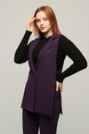 Büyük Beden Krep Skuba Yelek Pantolon İkili Takım-MOR