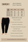 Büyük Beden Pamuklu Likralı Beli Lastikli Cepsiz Pijama Altı-SİYAH