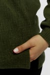 Büyük Beden Rahat Kapşonlu Yırtmaçlı Rahat Yumuşak Sweat-HAKİ