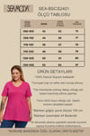 Büyük Beden V Yaka Yırtmaçlı Pamuk Basic Tshirt-KAHVE