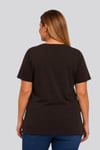 Büyük Beden V Yaka Yırtmaçlı Pamuk Basic Tshirt-KAHVE