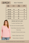 Büyük Beden Yuvarlak Yaka Uzun Kol Ribana Bluz-PEMBE