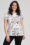 Çiçek Baskı Basic T-shirt-EKRU