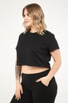 Crop Kısa Kol Basic Tshirt-SİYAH