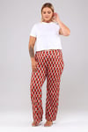 Desenli Örme Pantalon-KİREMİT