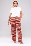 Desenli Örme Pantalon-KİREMİT