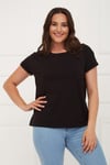 Duble kol geniş form cepli basic tshirt-SİYAH