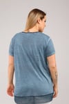 Etek Ucu Şifon Kısa Kol Tshirt-PETROL YEŞİLİ