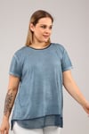 Etek Ucu Şifon Kısa Kol Tshirt-PETROL YEŞİLİ
