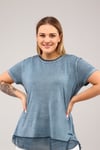 Etek Ucu Şifon Kısa Kol Tshirt-PETROL YEŞİLİ