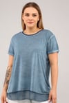 Etek Ucu Şifon Kısa Kol Tshirt-PETROL YEŞİLİ