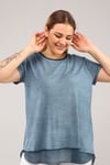 Etek Ucu Şifon Kısa Kol Tshirt-PETROL YEŞİLİ