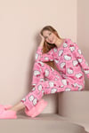 Hello Kitty Desenli Pembe Uzun Kol Pamuklu Pijama