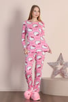 Hello Kitty Desenli Pembe Uzun Kol Pamuklu Pijama