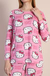 Hello Kitty Desenli Pembe Uzun Kol Pamuklu Pijama