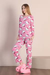 Hello Kitty Desenli Pembe Uzun Kol Pamuklu Pijama
