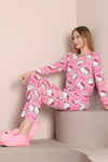 Hello Kitty Desenli Pembe Uzun Kol Pamuklu Pijama