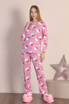 Hello Kitty Desenli Pembe Uzun Kol Pamuklu Pijama