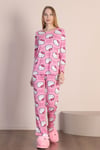 Hello Kitty Desenli Pembe Uzun Kol Pamuklu Pijama