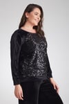 ÖNÜ SİYAH PAYET NAKIŞLI REGLAN SWEAT