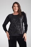 ÖNÜ SİYAH PAYET NAKIŞLI REGLAN SWEAT