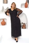 Pullu Abiye Elbise SİYAH
