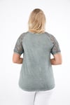 Reglan Kısa Kollu Kolu Dantelli Bluz-YEŞİL