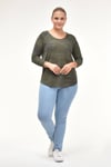 Reglan Kol Waffle Kumaş Kamuflaj Desen Sweat-HAKİ