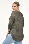 Reglan Kol Waffle Kumaş Kamuflaj Desen Sweat-HAKİ