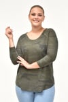 Reglan Kol Waffle Kumaş Kamuflaj Desen Sweat-HAKİ