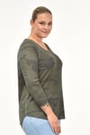 Reglan Kol Waffle Kumaş Kamuflaj Desen Sweat-HAKİ