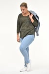 Reglan Kol Waffle Kumaş Kamuflaj Desen Sweat-HAKİ