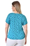 V Yaka Bisiklet Baskılı Önü Düğümlü Yağ Yıkama Tshirt-TURKUAZ