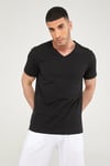 V Yaka Erkek Basic Tshirt-SİYAH