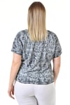 V Yaka Piton Desen Önü Düğümlü Yağ Yıkama Tshirt-AÇIK MAVİ