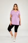 V Yaka Yırtmaçlı Basıc T-Shirt LILA